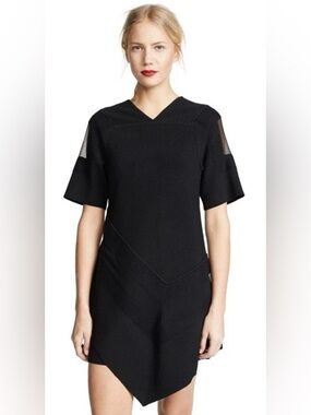 3.1 Phillip Lim Handkerchief Black Dress With Silk Mesh Sleeves Size Xsmall RARE